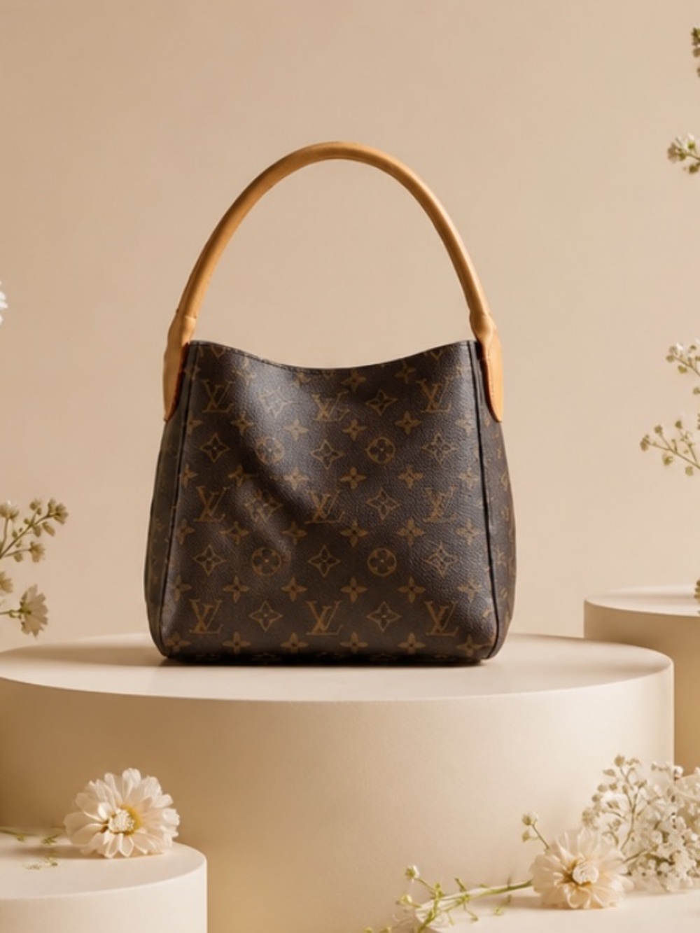 Louis Vuitton Medium Looping Brown and Tan Monogram Shoulder Bag. - Picture 4 of 14